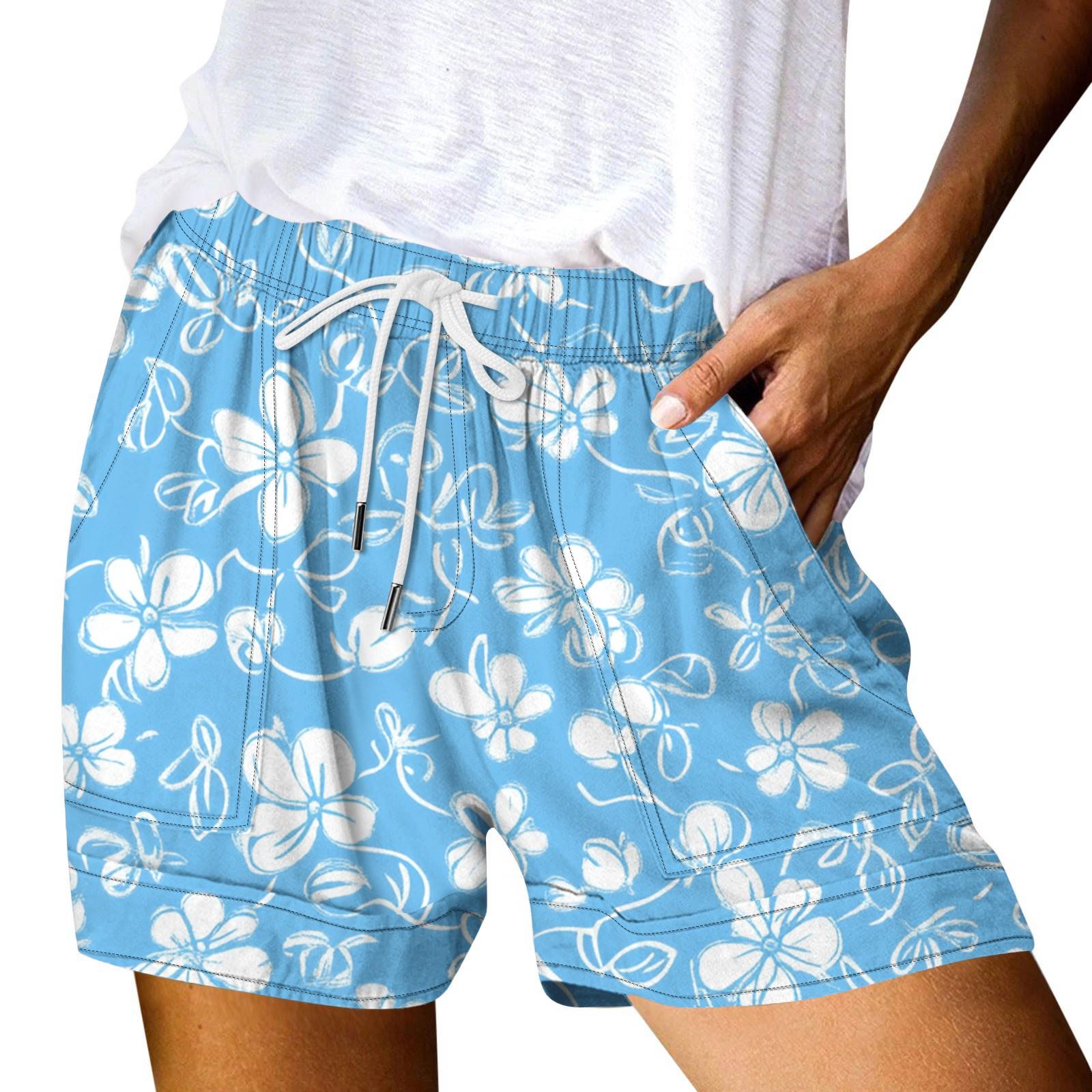

Women s Casual Summer Elastic Beach Shorts Print Casual Shorts XL