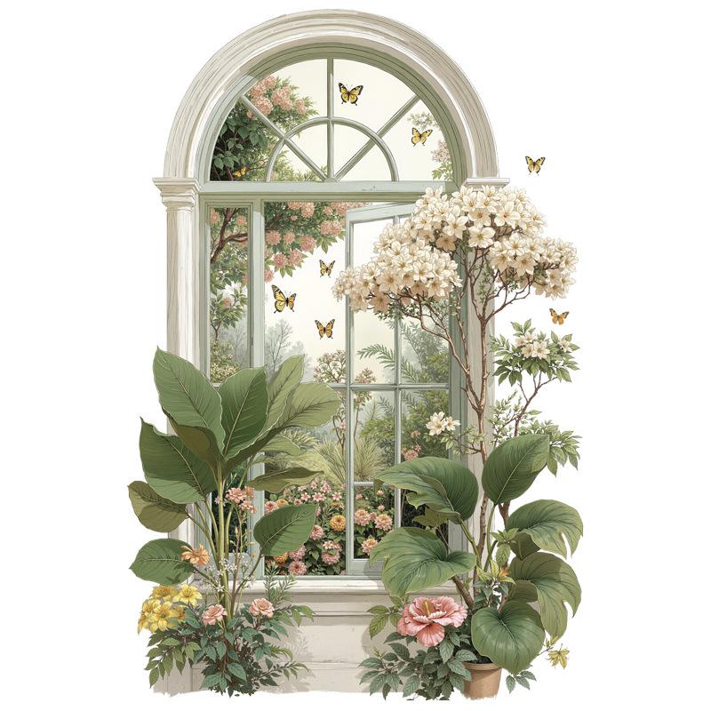 3D Plant Flower Wall Removable Self-Adhesive Wall Sticker Butterfly Bouquet Fake Window Decal