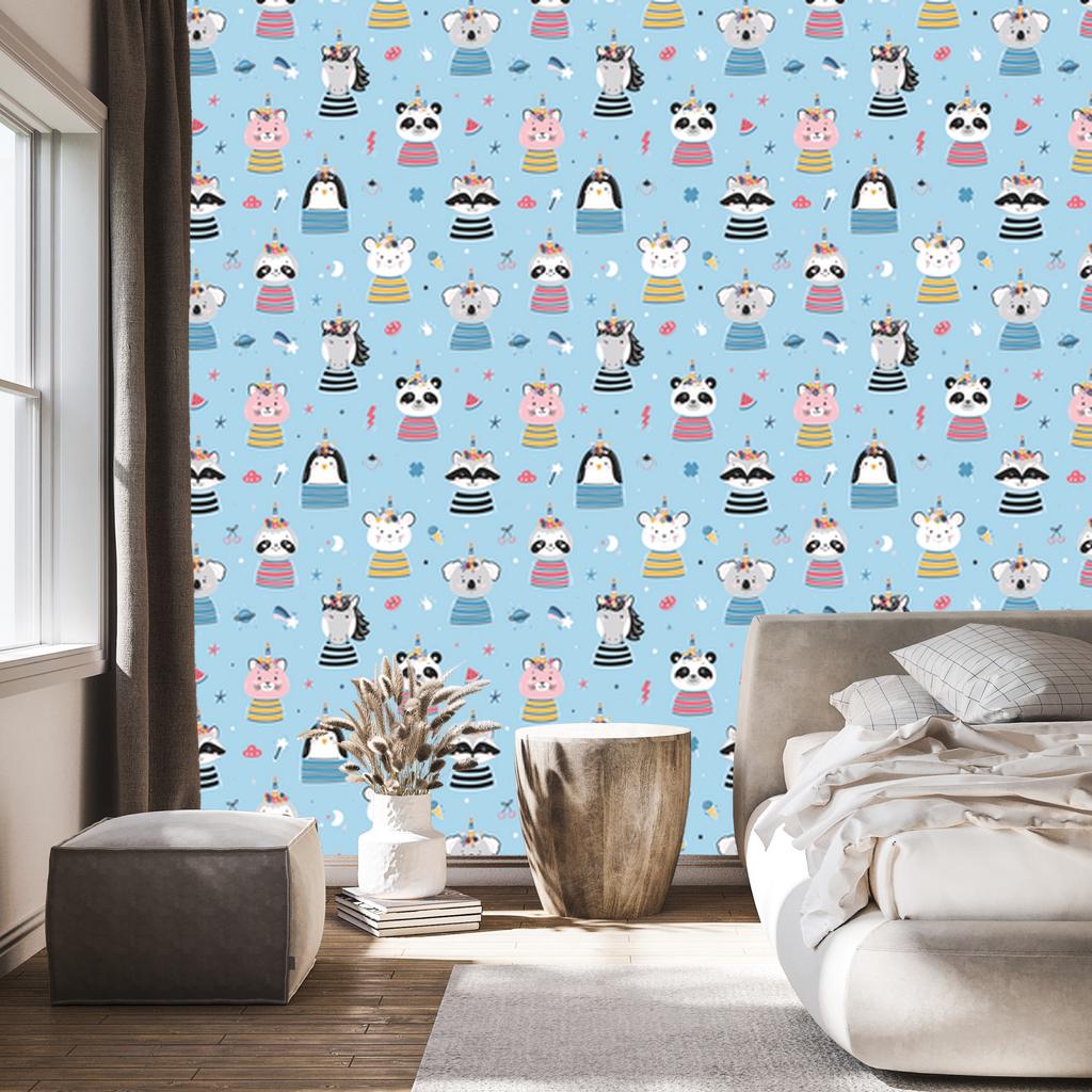 Wallpaper Colorful Animals from a Fairy Tale for the Living Room and Bedroom 50x1000