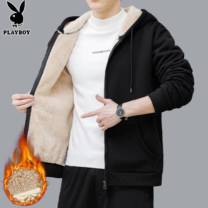 PLAYBOY Men's Lamb Fleece Lined Winter Jacket
