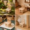 Dollhouse Stool with Backrest Rustic Tiny Wood No Assembly Required