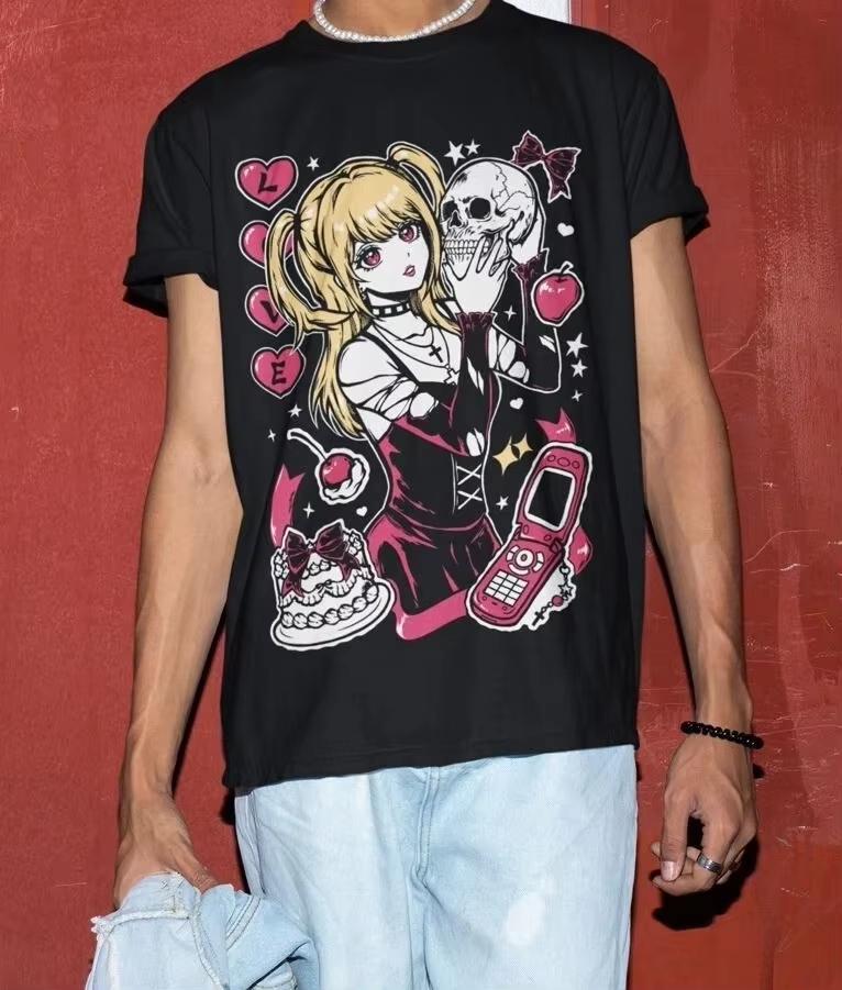 Unisex Comfortable Loose Casual Fashion Summer T-Shirt, Misa Amane Death Note Manga Anime Graphic Top Men And Women T-shirt