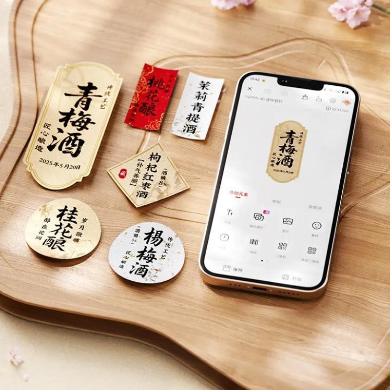 NIIMBOT B1/B21/B31/B4/B203/B3S Thermal Paper Kraft Paper-Colored Tea Seal Stickers Traditional Chinese Medicine Food Doc Labels