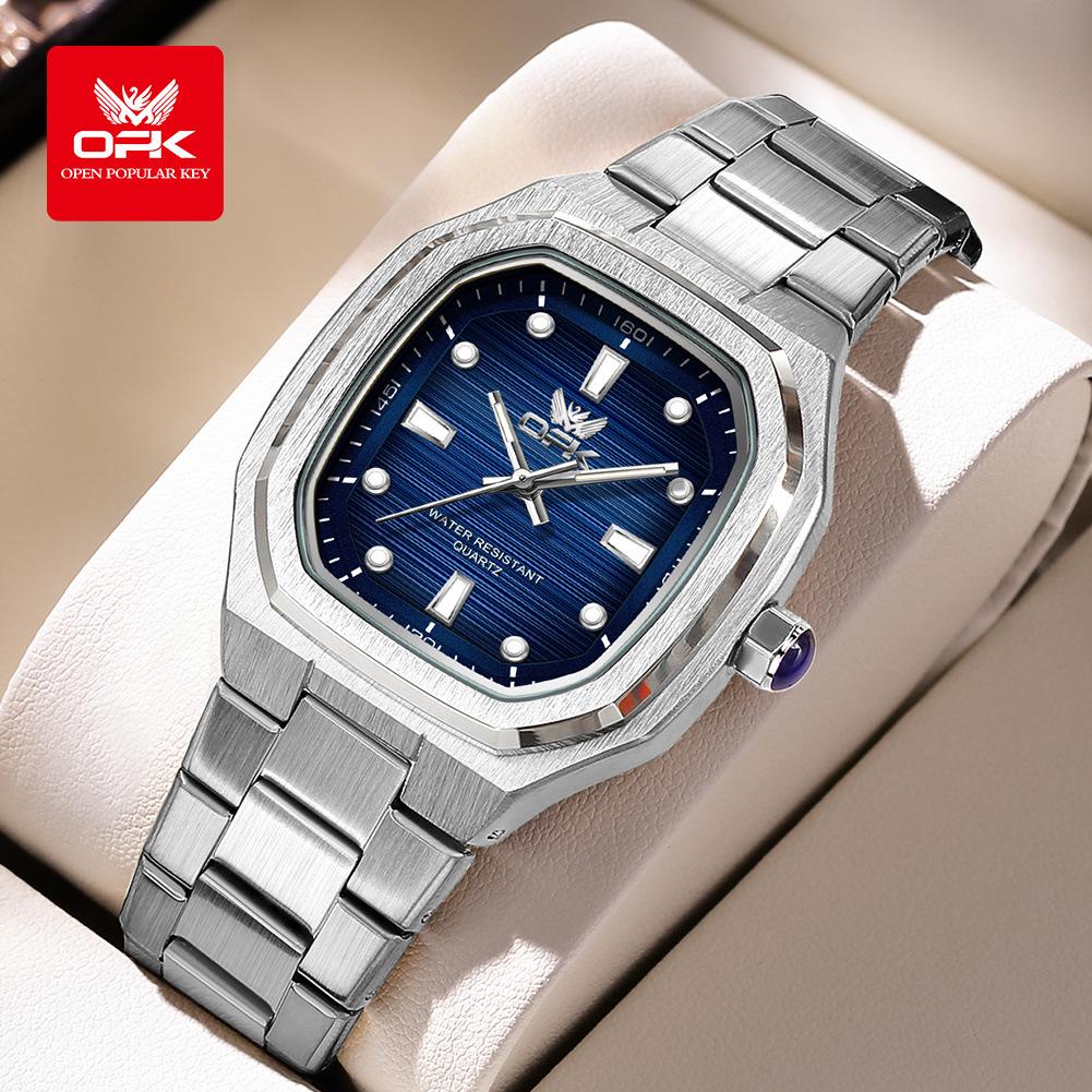 Mens Classic Analog Watch Octagon Square Case Quartz Movement Waterproof Luminous Wrist Watches