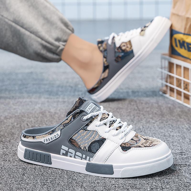 

Men s Summer Hot Semi-Slippers Hollow Mesh Deodorant Popular Casual Outdoor ShoesVulcanizedLace-up 47 Size 39