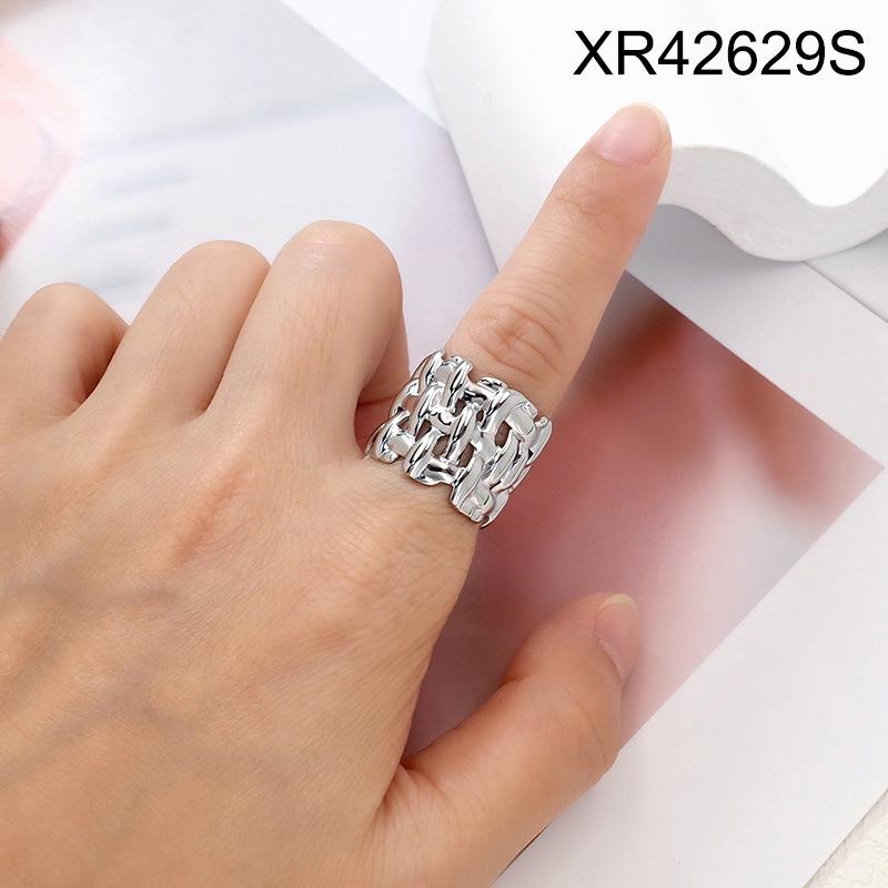 Geometric Hollow Weave Gold/Silver Plated Open Ring for Women - Trendy, Personalized, Light Luxury