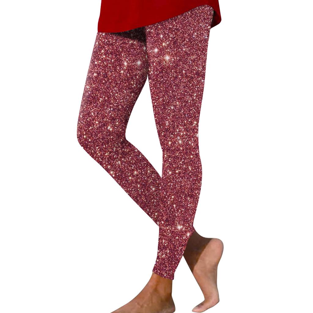 Damen Casual Fashion Outdoor Pailletten Schlanke elastische Yogahose Neun-Minuten-Hose