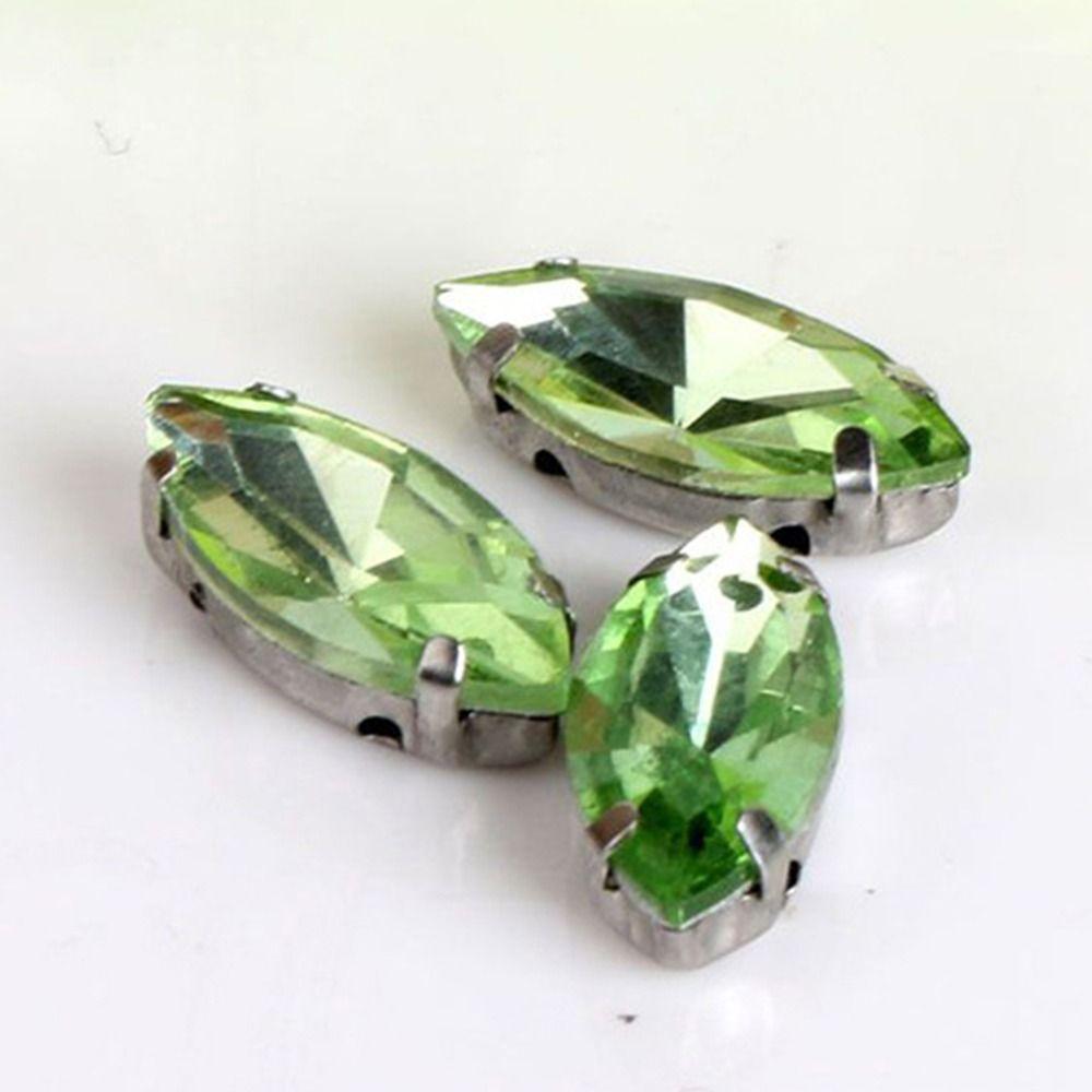 50Pcs/Pack Sew On Glass Crystal Stones With Silver Claw Diamond Beads Ornament  For Needlework