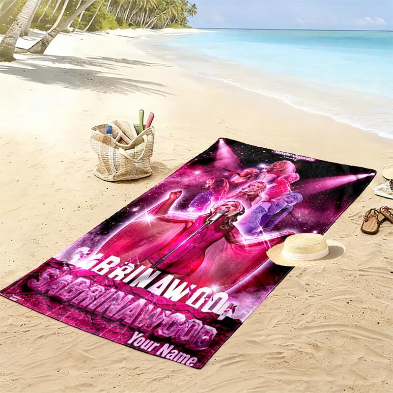 Name Custom Sabrina Carpenter Print Beach Towel, Large Soft Quick Dry Towel for Beach Camping Swimming