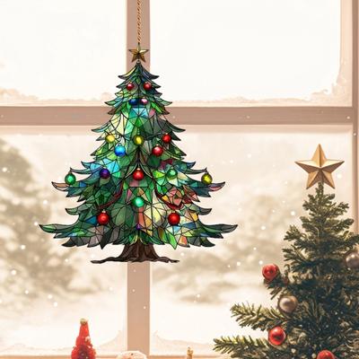 Cattura Sole Acrilico di Natale Albero di Natale Colorato/Gnomo Ornamento da Appendere alla Finestra Cattura Luce per Balcone Esterno Decorazione per la Casa