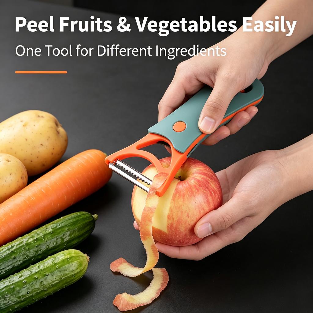 2‑in‑1 Fruit Vegetable Peeler, Multifunctional Dual‑use Rotary Storage Kitchen Peeling Tool