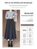 Woolen High-Waisted A-Line Eight-Panel Midi Skirt for Women - Elegant and Versatile for Autumn/Winter