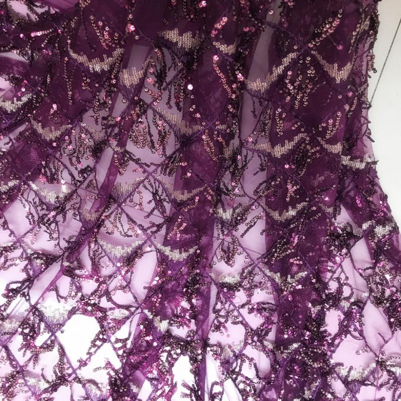 Sequins Embroidered Lace Fabric Diamond Fringe Wedding Dress Material Elegant Beads French Sequins Lace Fabric For Clothing