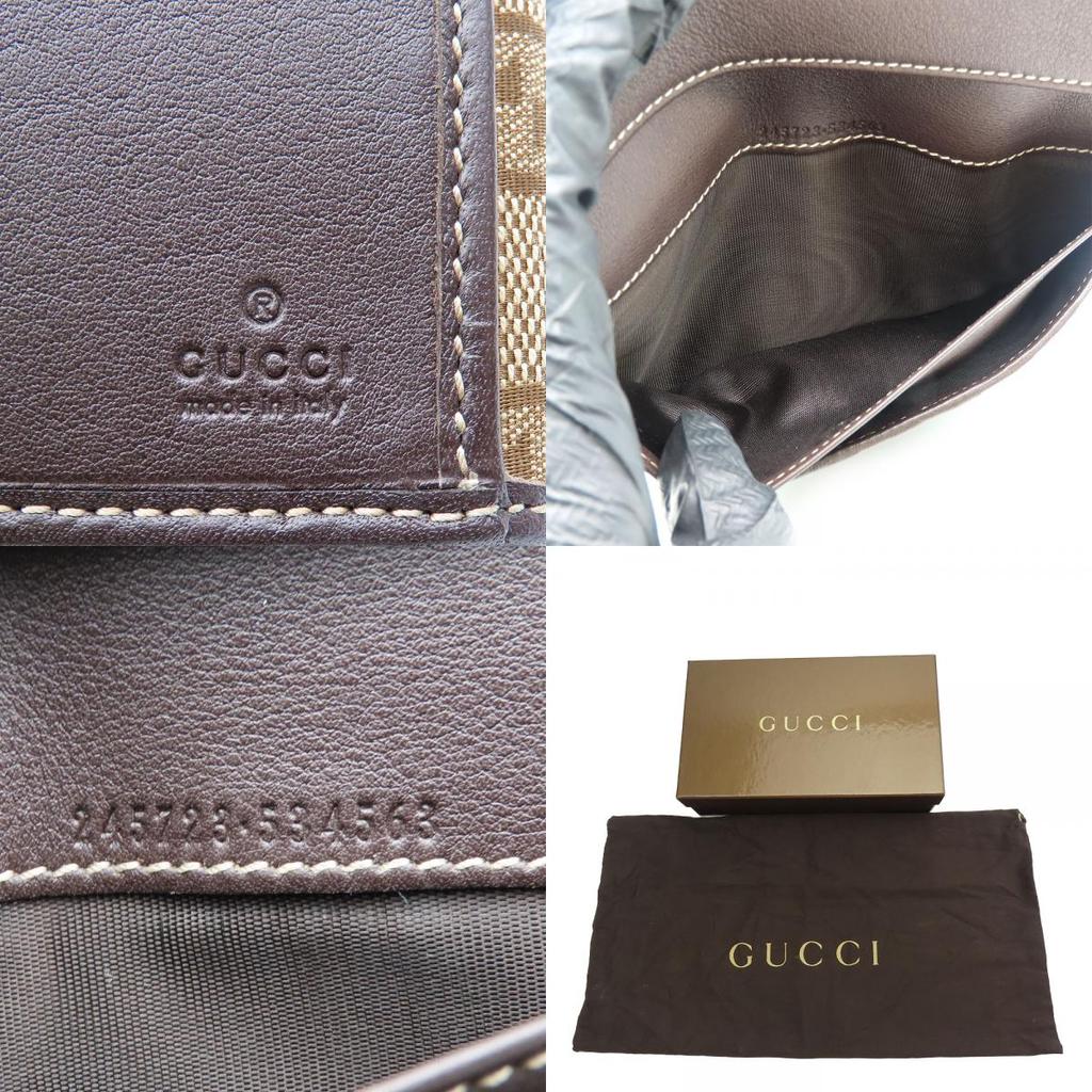 Used GUCCI Purse 245723 GG canvas/leather Brown beige W Hook Wallet