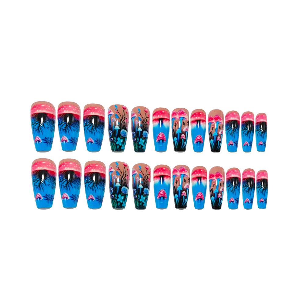 Dreamy Seven-Color Medium-Long Ballet Nails with Detachable Flower Tips