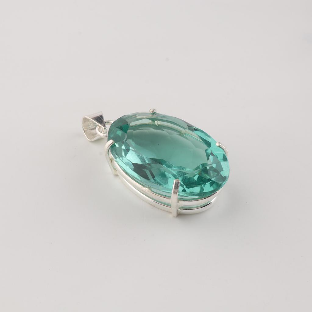 Green Apatite Gemstone Silver Pendant, 925 Sterling Silver Handmade Pendant, Silver Jewelry For Mother/Wife PP-64-2