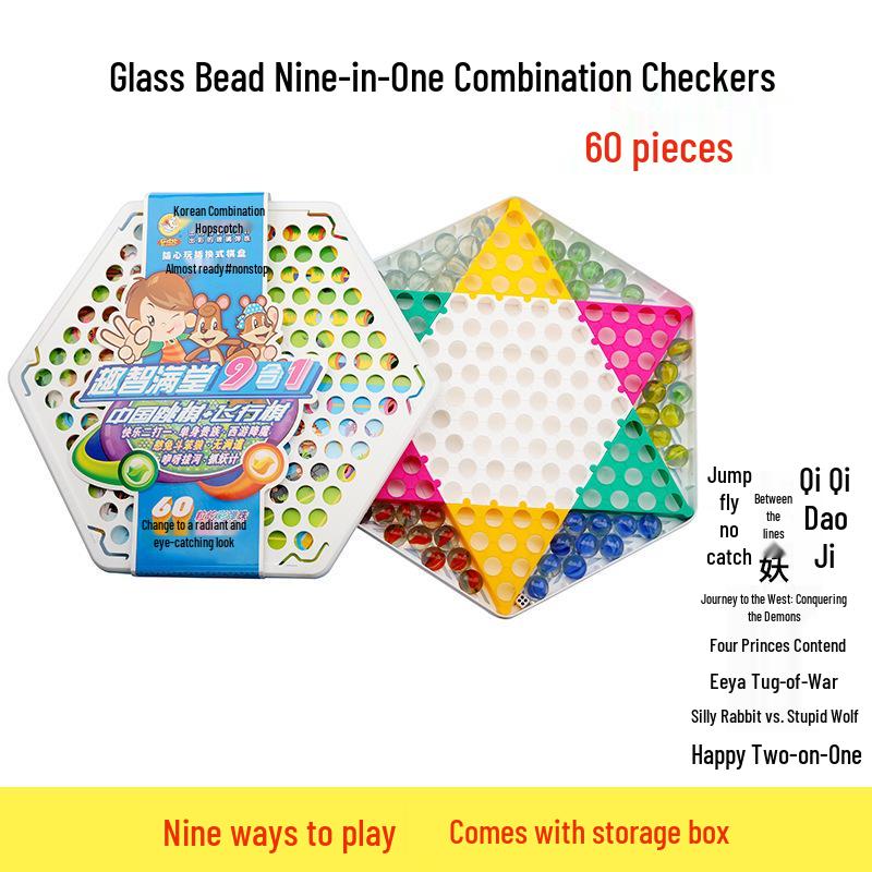 Classic Checkers & Marbles Set: Large Glass & Plastic Pieces for Adults & Kids, Old-Fashioned Flying Chess, Educational Fun.