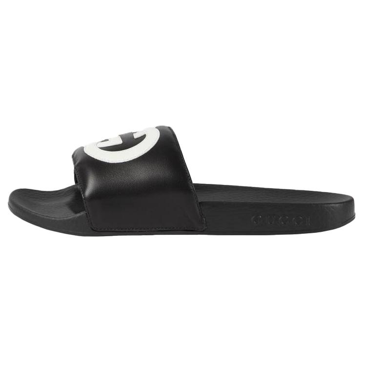 Gucci Womens Slide 'Interlocking G - Black White' (women's sizes) Black / White Slide Slippers 645770 0R0F0 1071