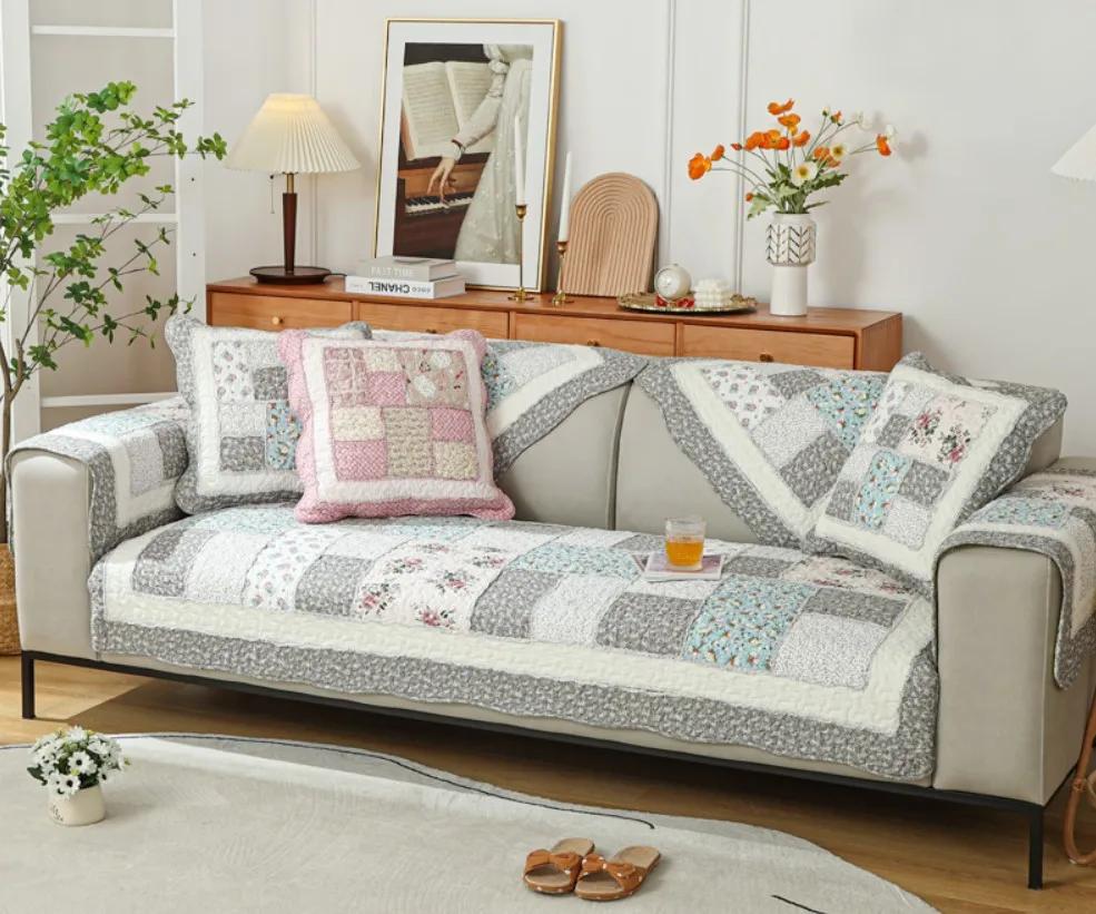 Four Seasons Universal Anti Slip Sofa Cushion Pastoral Style Cushion High Quality and High-end Leather Sofa Cover Cover