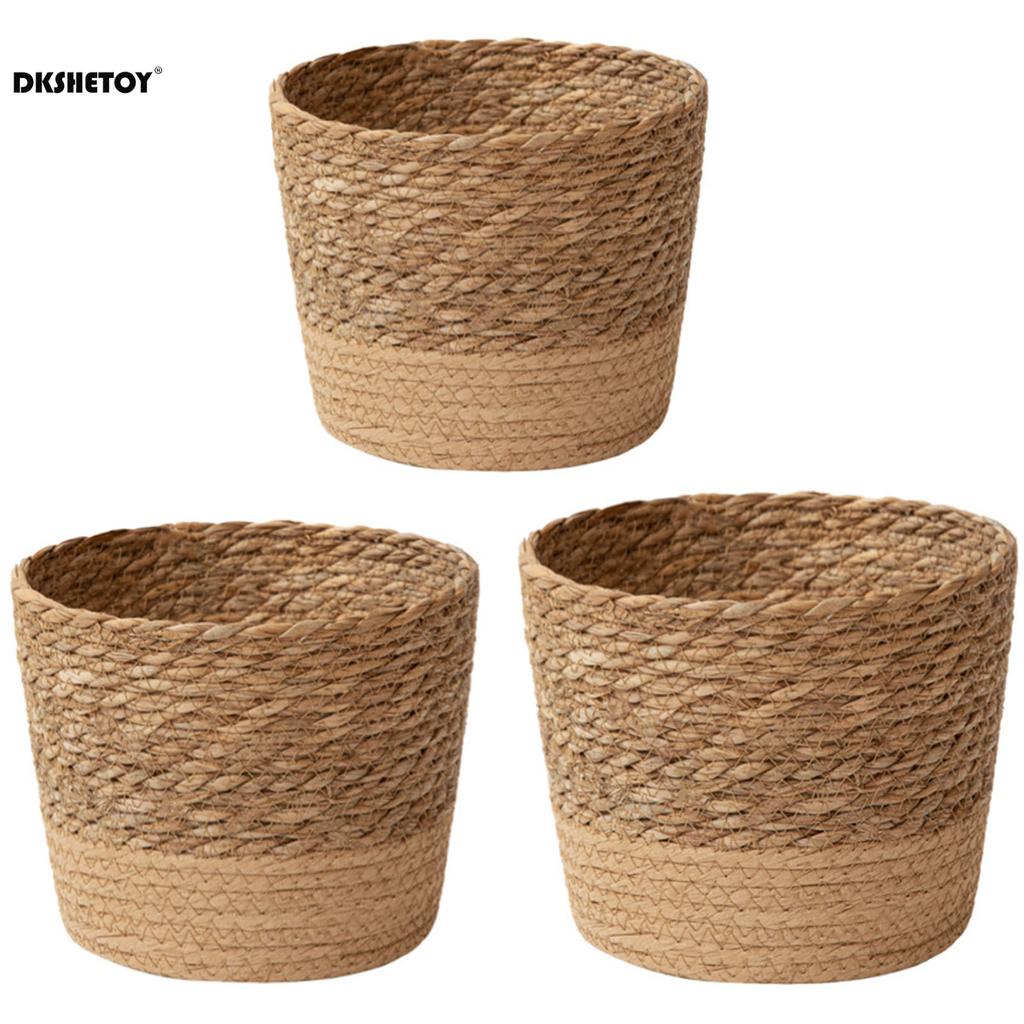 Natural seaweed woven flowerpot Vintage Style Flower Basket Large Capacity Straw Woven Planter for Family Friend Neighbor Gift
