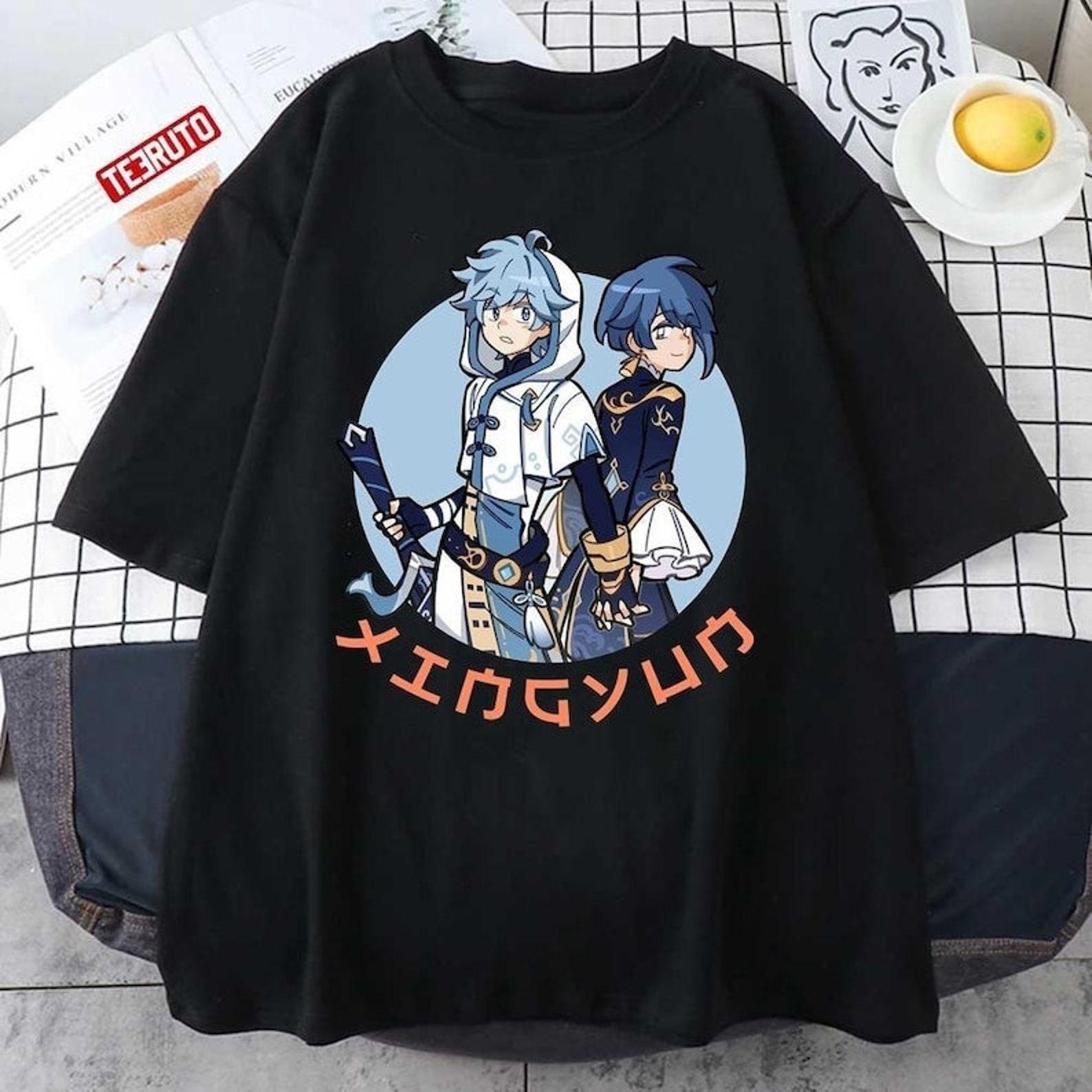 Genshin Impact Xingyun, Hu Tao Genshin Impact , Anime Japanese Vaporwave Genshin Impact Raiden Shogun Gaming T-Shirt, Anime Waifu Shirt 4XL