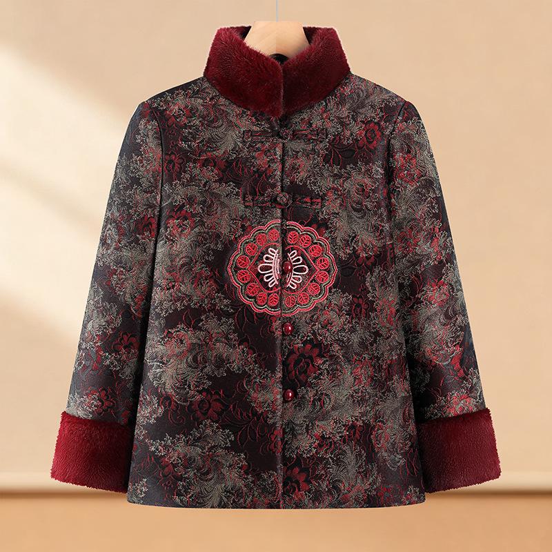 Grandma Winter Women s Velvet-Lined Tang Suit Jacket 4XL