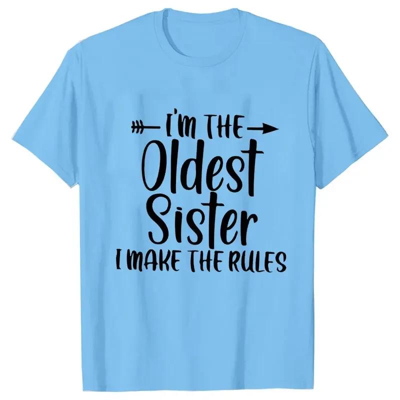 Sister Rules Gifts T Shirts Sweet Fashion Women Tshirt Funny Oldest Middle Youngest Sister Tees Sarcastic Sibling Matching Shirt