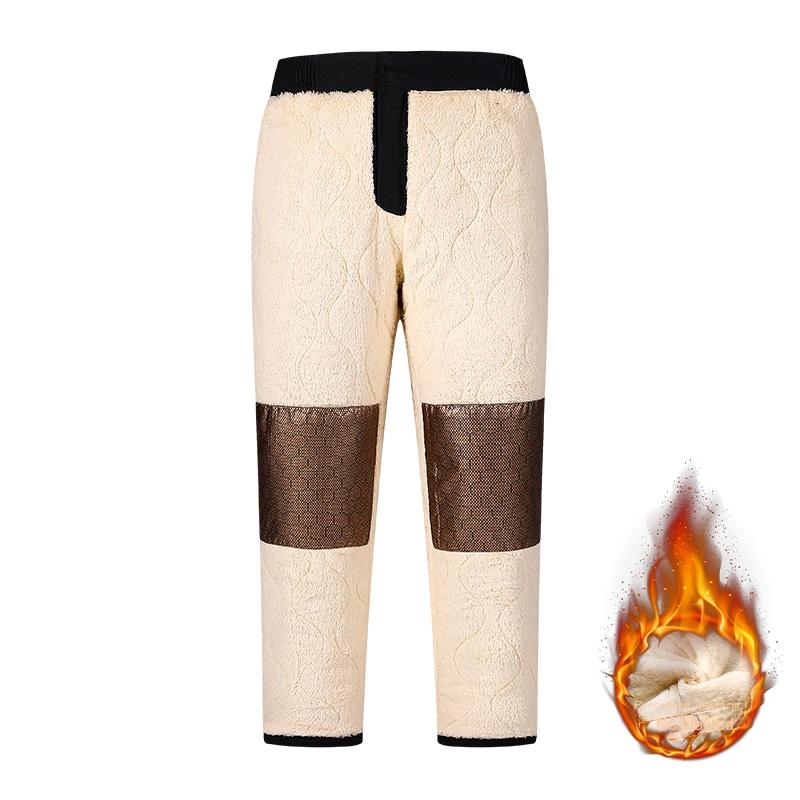 Winter Cashmere Thermal Pants Men's Business Leisure Thick Waterproof Windproof Graphene Material Knee Warm Fleece Pants