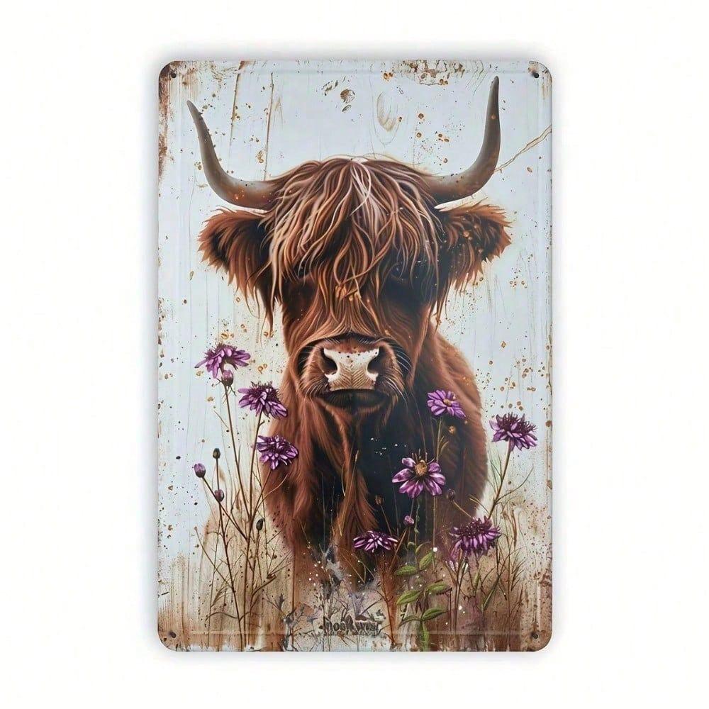 Highland Cow Metal Wall Art Vintage Rustic Farmhouse Decor Iron Sign for Home Office Indoor Outdoor