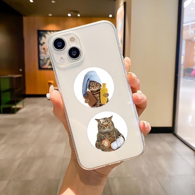 500pcs/roll Round Cat Funny Label Stickers for Packaging Phone Cases Suitcases Laptops Ins Hot Expression Stickers