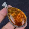 Baltic Amber Gemstone Handmade 925 Sterling Silver Jewelry Pendant 2.76" N1c15