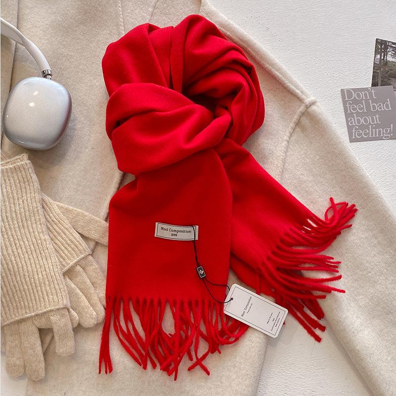 Winter Wool Scarf For Women Long Warm Cashmere Scarves Hijab Solid Lady Shawl Wrap Female Pashmina Bandana Head Scarfs New