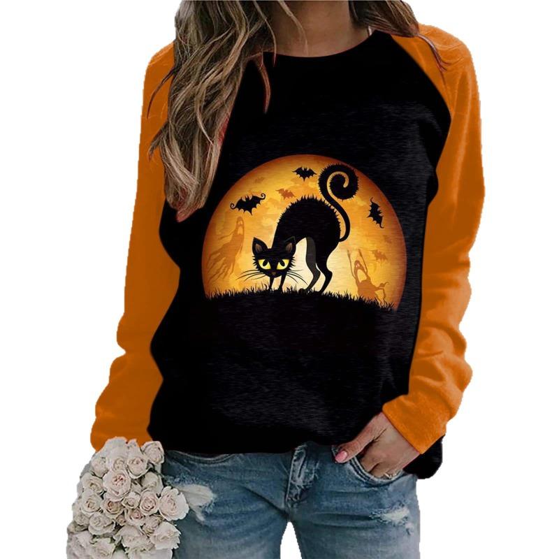 New, Women's Halloween Christmas Women's Costume 3D Printing, Castle Dark Crew Neck Sweater