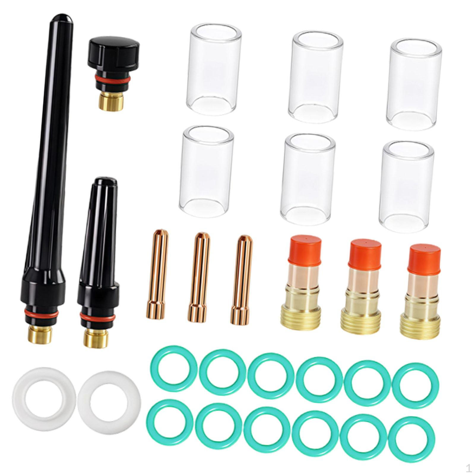 

Набор из 29 штук аксессуаров для TIG-горелки для WP-17/18/26 #10 Стеклянная чашка с 3 задниками для замены