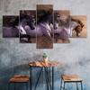 Wild Horse Race Painting Scene 5 Piece Five Panel Wall Canvas Print Modern Art Poster Picture Home Decor Gift For Him For Her