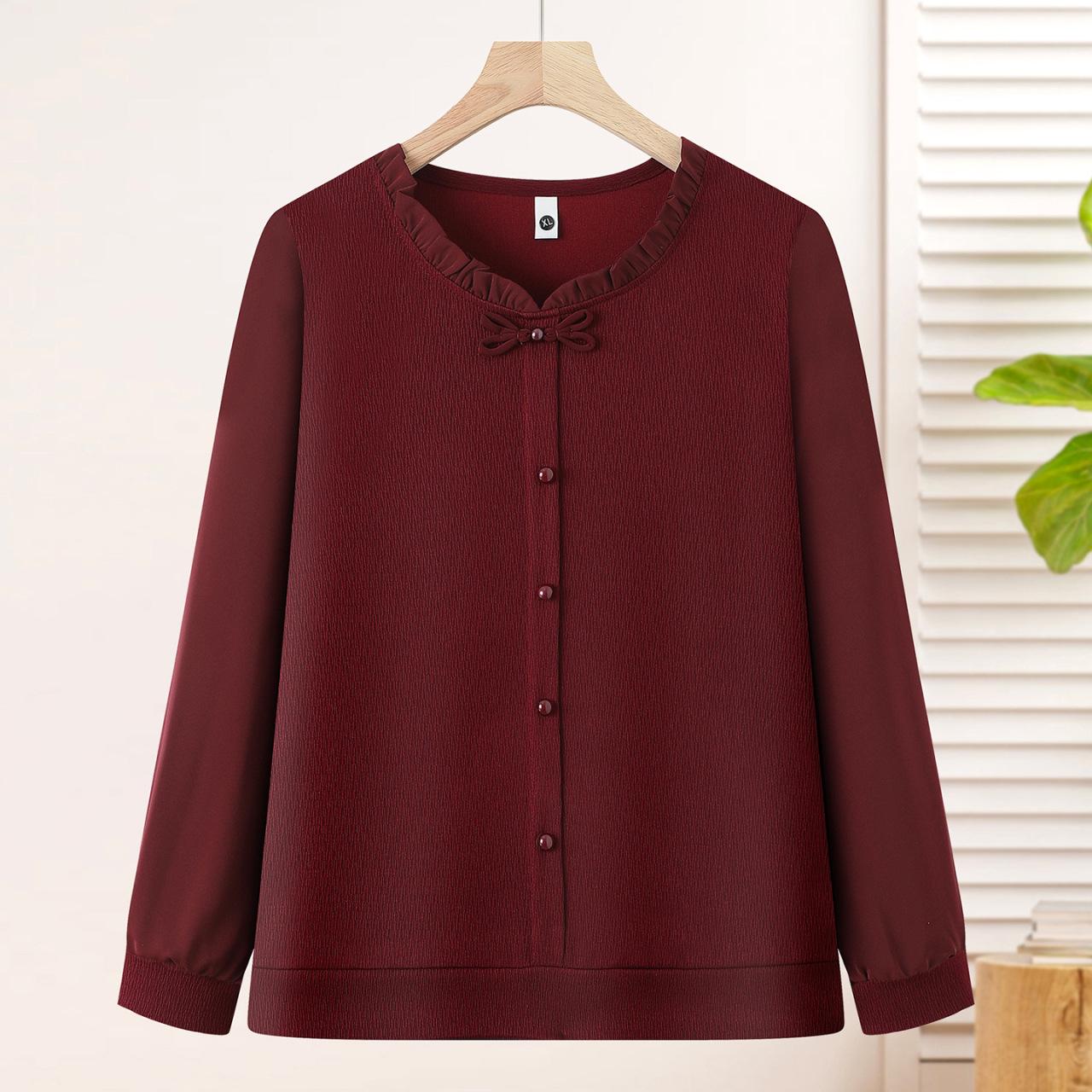 

2026 Stylish Plus Size Casual T-Shirt for Women - Loose Spring & Autumn Top for Middle-Aged and Elderly Moms XL (95-110 lbs)