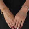 Meishiduo Titanium Steel 18K Gold Open Cuff Bracelet with Rivet Design - Simple, Fashionable, European & American Style.