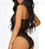 2024 popular large-size sexy lace mesh perspective neck-hanging one-piece erotic underwear
