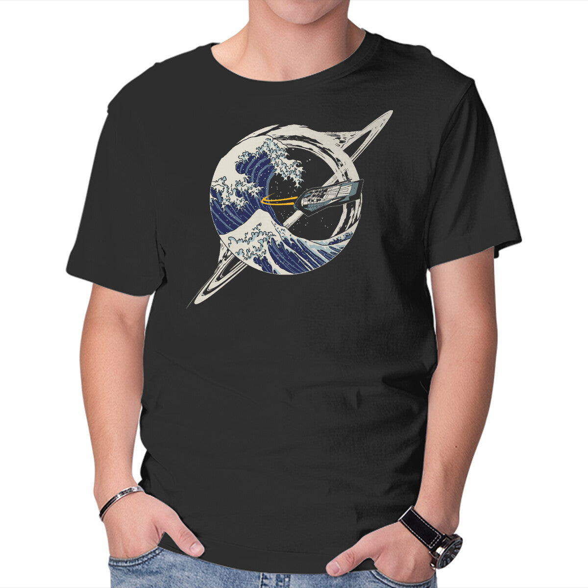 Unisex Crew Neck T-Shirt Interstellar Kanagawa Wave Graphic Short Sleeve Casual Tee XXXXL