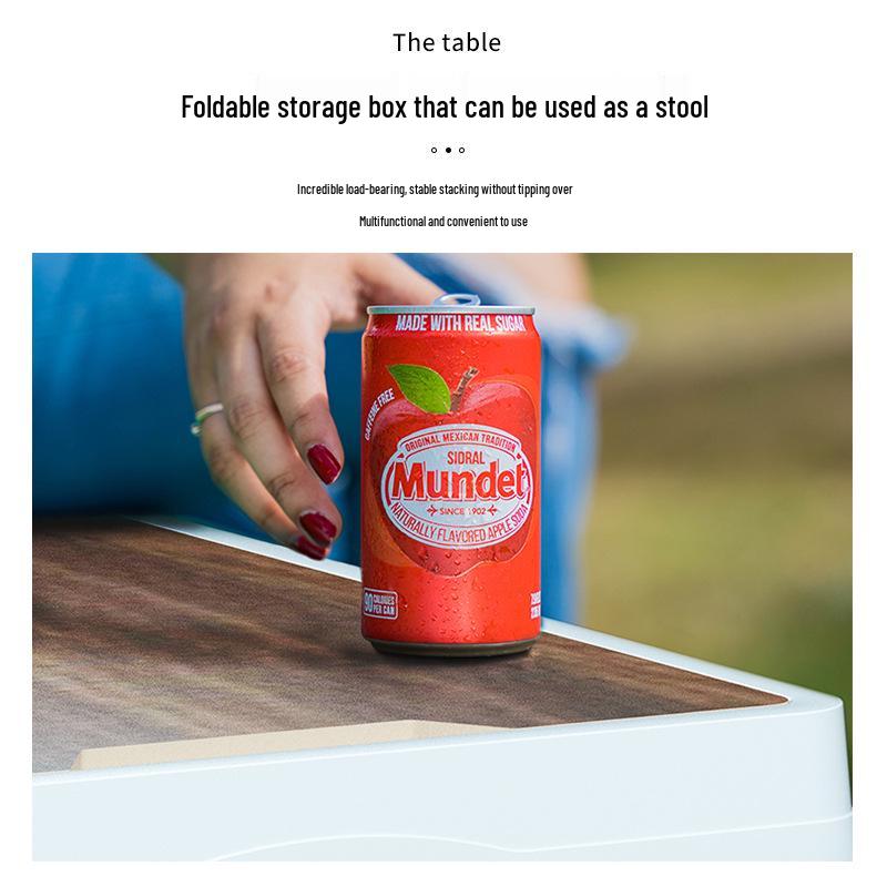 2025 Large-Capacity Multifunctional Wood Grain Folding Storage Box for Outdoor Camping