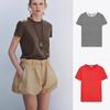 Women Clothes French Style Simple Style Straight Multi-Color Selection Double-sided Cloth Slim Fit Short Sleeve Round Neck T-shirt 4174378