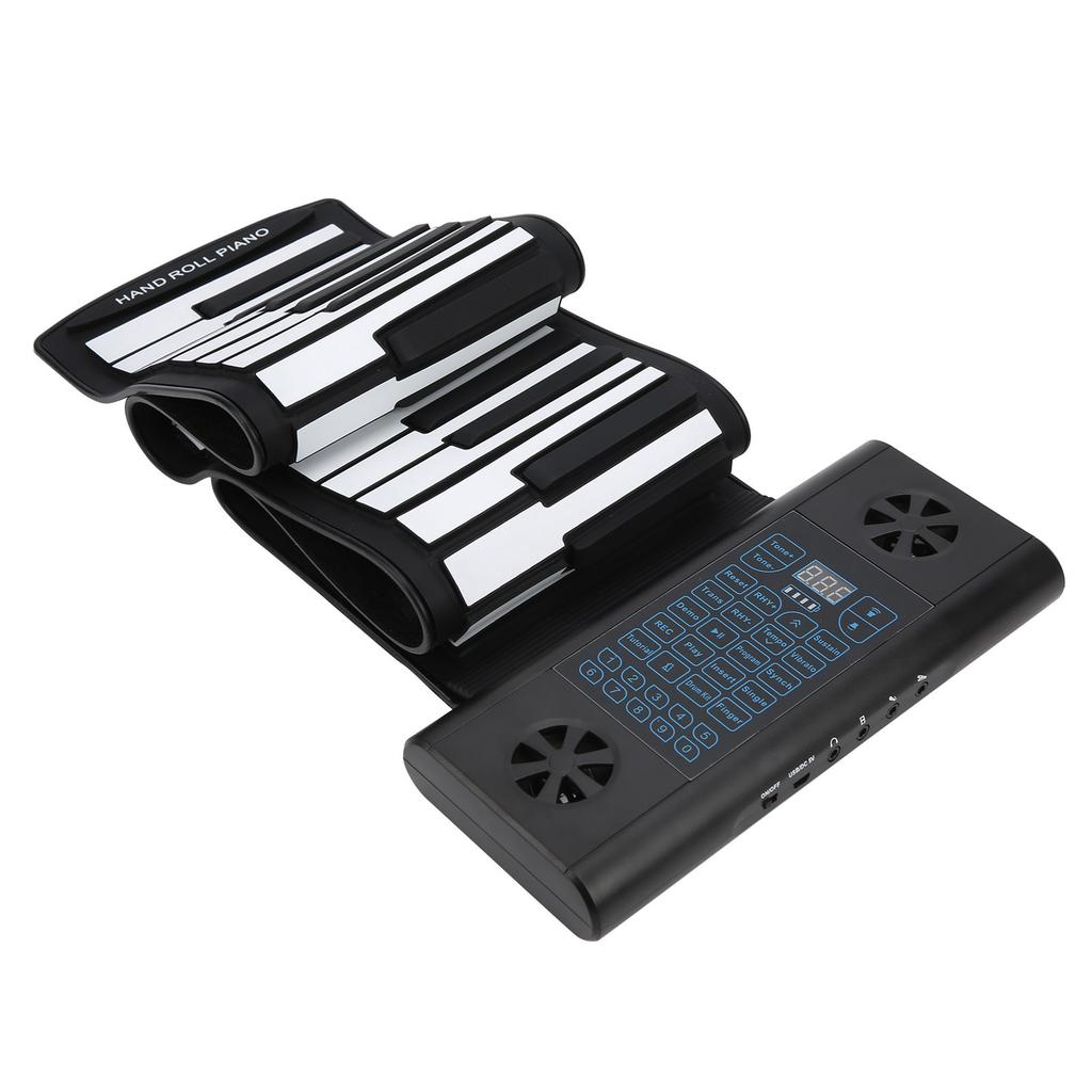 Soft Keyboard Piano 61‑Key Roll Up Silicone Rechargeable Dual Bluetooth Speakers 100‑240VUK Plug