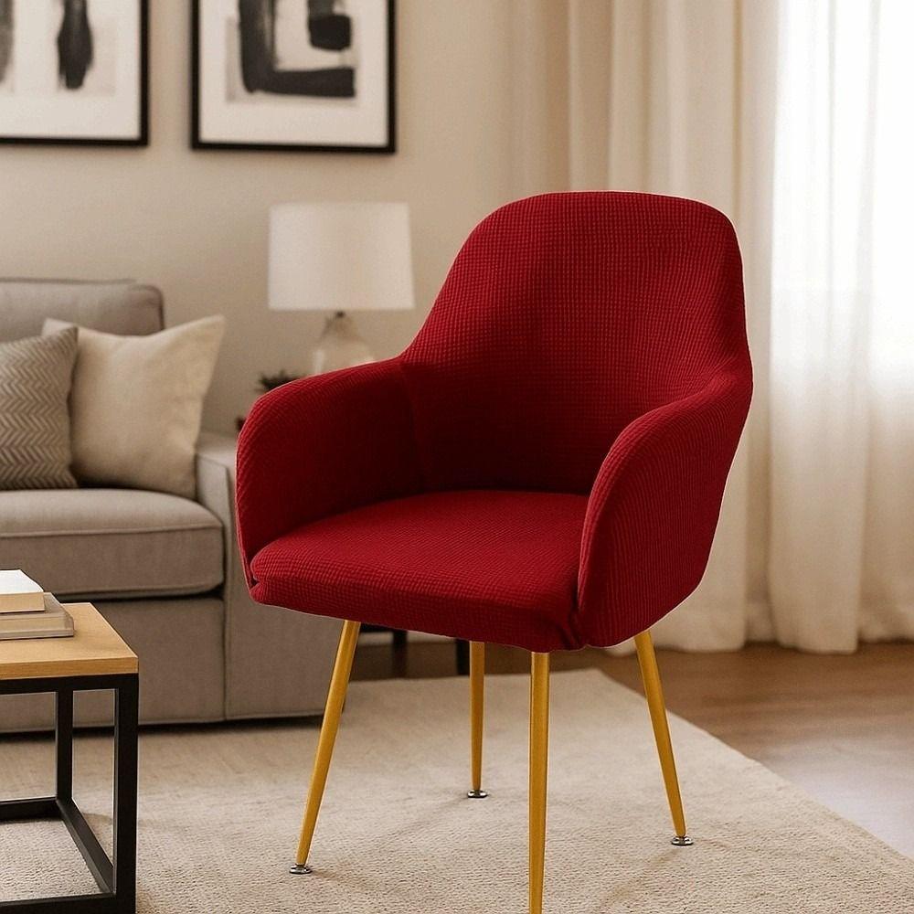 Elastic Solid Color Seat Protection Plaid Wear for Chairs Curved Chair Cover  Friends Party