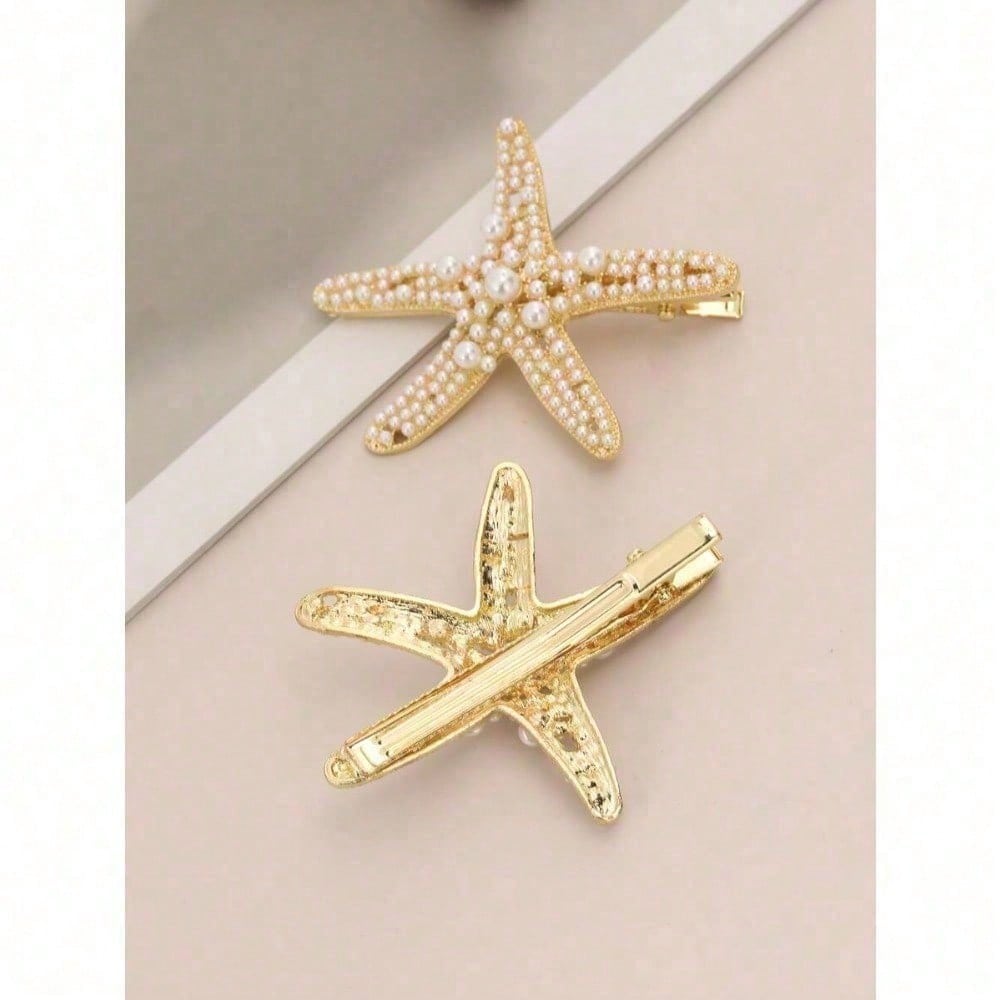 Ocean Series Women's Hair Accessories, Including Star & Sea Star Shaped Hair Clips With Faux Pearl Detail Elegant Claw Clips Hair Claws Hair Barrettes
