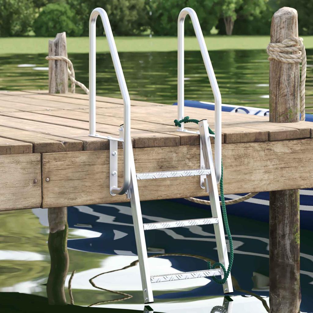 3 Step Dock Ladder Silver 58 X 77 X 144 Cm Aluminum