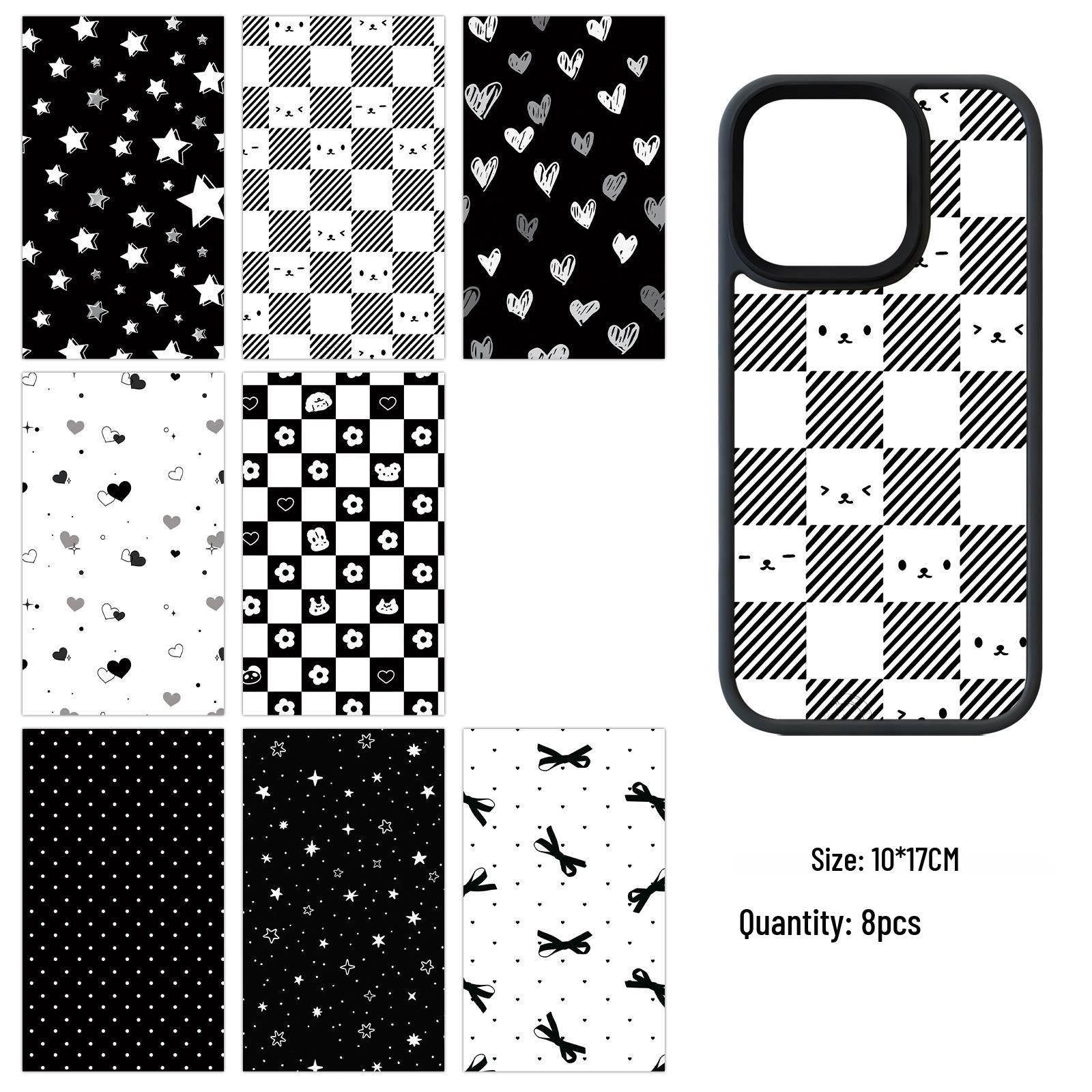 8-Piece Set of Girly Heart Mobile Phone Adhesive Back Card Stickers, Waterproof, Customizable, Journal-Friendly.
