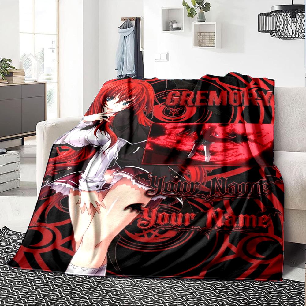 Name Custom Rias Gremory Print Flannel Blanket High Quality Warm Comfortable Cover for All Seasons Perfect for Gifts Home Decor