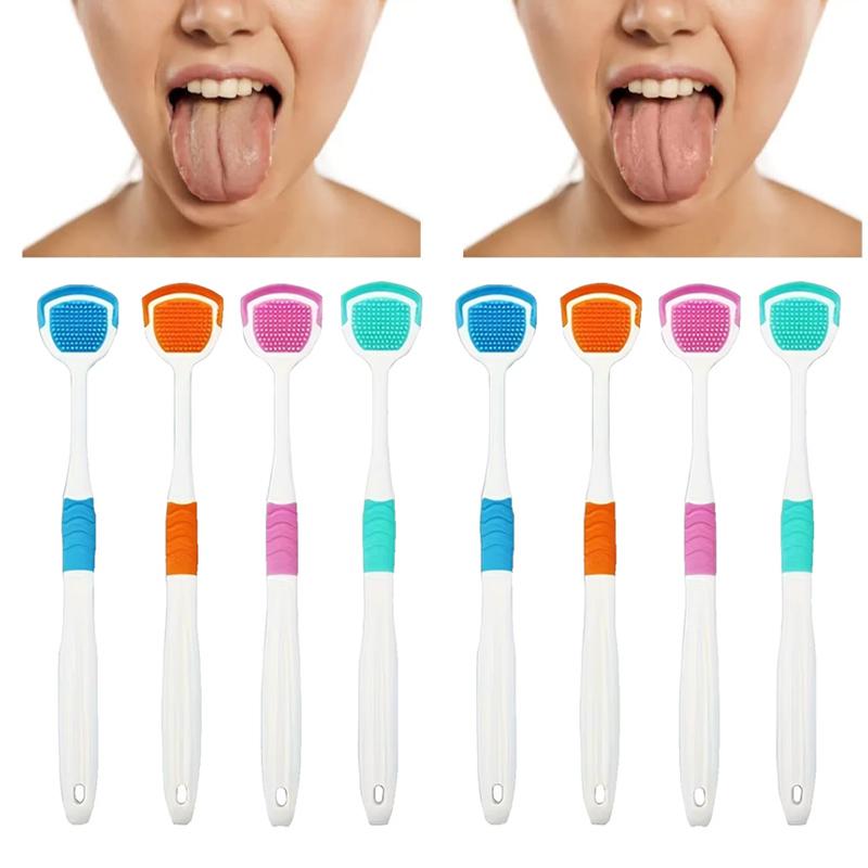 New Silicone Tongue Scraper Cleaner Brush Helps Fight Bad Breath Scrubber For Adults Oral Hygiene Tool