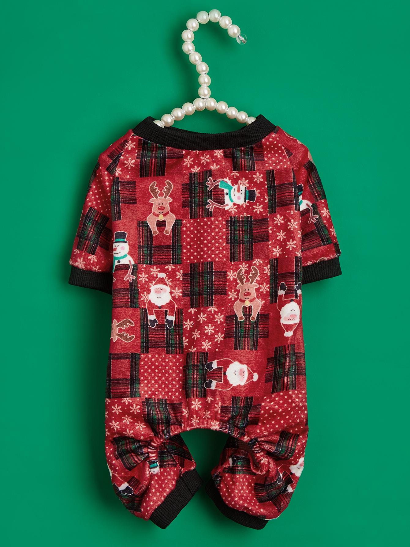 

Pet Dog Jumpsuit Soft Santa Claus and Elk Dog Clothes Dog Pajamas Costumes Puppy Dog Cat Warm Apparel Christmas Holiday in Win XS（old） красный