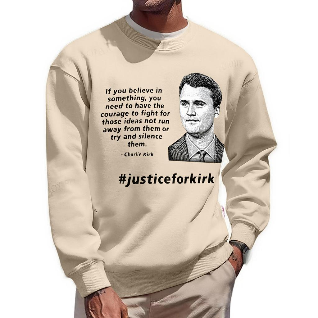 Men's Fashionable Casual Long-sleeved Printed Round Neck Sweatshirt Top